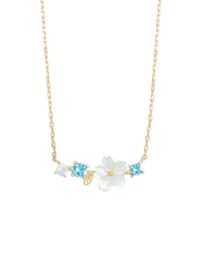 Collar de flor Carré Flor Con Destellos de plata P 925