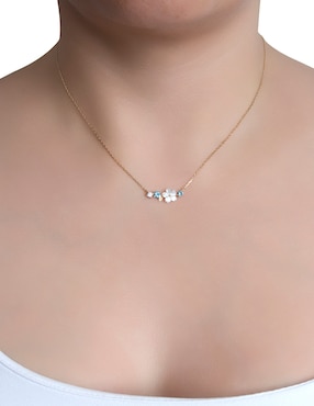 Collar de flor Carré Flor Con Destellos de plata P 925