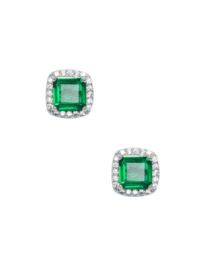 Aretes cuadrados carré de plata p 925 con acabado pavé zirconia
