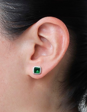 Aretes cuadrados carré de plata p 925 con acabado pavé zirconia