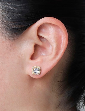 Aretes cuadrados carré de plata p 925 con acabado pavé zirconia