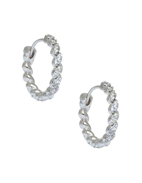 Aretes circulares Carré Basic de plata P 925 con acabado pavé zirconia