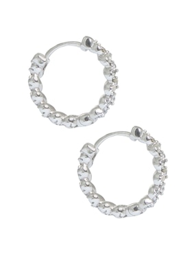 Aretes circulares Carré Basic de plata P 925 con acabado pavé zirconia