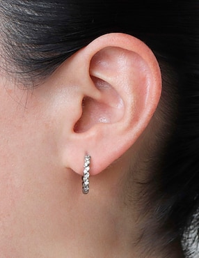 Aretes circulares Carré Basic de plata P 925 con acabado pavé zirconia