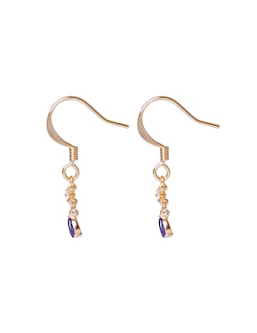 Aretes largos de gota Carré Teardrop Amatista con acabado brillante cristal