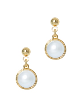 Aretes redondos Westies perla de cristal