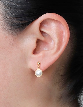 Aretes redondos Westies perla de cristal