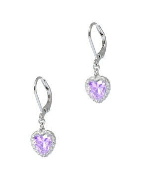 Aretes de corazón Westies con acabado pavé zirconia