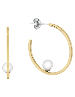 Aretes de aro circulares Tommy Hilfiger Semi-Precious con acabado brillante perla