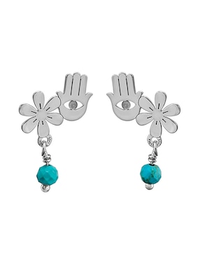 Aretes de mano Anamora Por Tanya Moss Hippie de plata P 925 con acabado brillante iolita