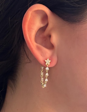 Piercing de estrella Carmela Mía de plata P 925 con acabado baño de oro zirconia