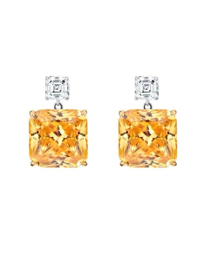 Aretes cuadrados Gladkova Joyería de plata P 925 con acabado brillante topacio