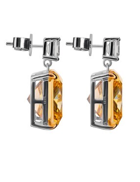 Aretes cuadrados Gladkova Joyería de plata P 925 con acabado brillante topacio