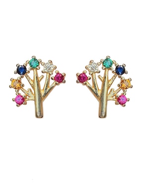 Aretes de árbol Sofia Blum de plata P 925 con acabado chapa de oro circonita