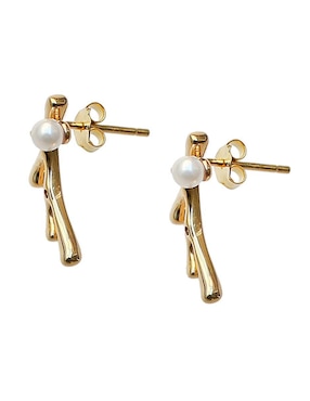 Aretes de cuerno Sofia Blum de plata P 925 con acabado chapa de oro perla