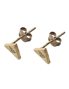 Aretes triangulares Sofia Blum de plata P 925 con acabado chapa de oro circonita