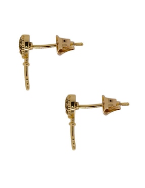 Broqueles Oro Angelus con acabado pavé zirconia