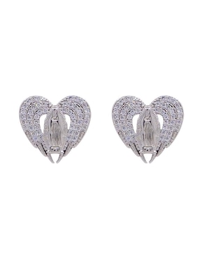 Aretes de corazón Oro Angelus con acabado brillante zirconia
