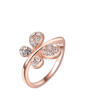 Anillo de mariposa Ocean Heart cristal con acabado baño de oro rosa