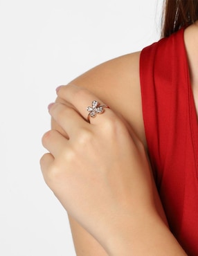 Anillo de mariposa Ocean Heart cristal con acabado baño de oro rosa