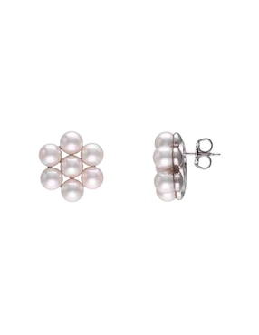 Aretes de flor Majorica Kate de plata P 925 con acabado lustre perla