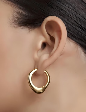 Aretes de aro redondos Mink de plata P 925 con acabado brillante