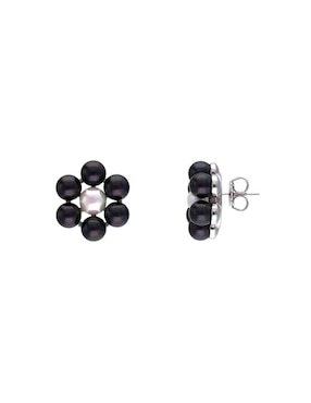 Aretes circulares Majorica Kate de plata P 925 con acabado lustre perla