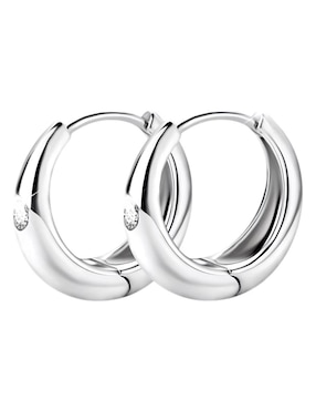 Aretes de aro Mink de plata P 925 con acabado brillante circonita