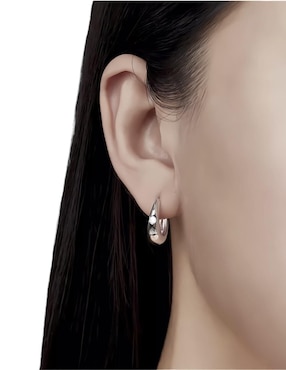 Aretes de aro Mink de plata P 925 con acabado brillante circonita
