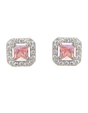 Aretes cuadrados Sofia Blum de plata P 925 con acabado baño rodio circonita