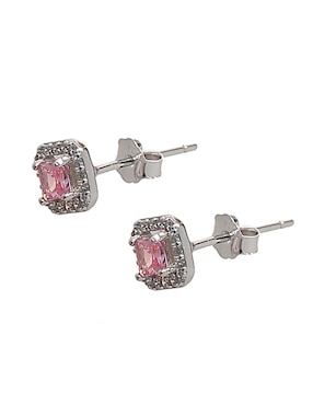 Aretes cuadrados Sofia Blum de plata P 925 con acabado baño rodio circonita