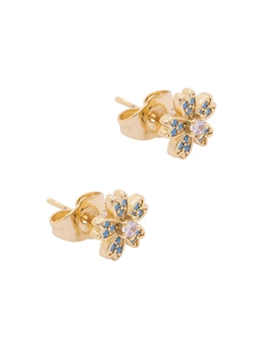 Aretes de flor Oro Angelus con acabado brillante zirconia