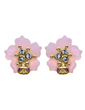 Aretes de flor Ocean Heart Elegance con acabado baño de oro cristal