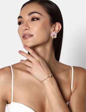 Aretes de flor Ocean Heart Elegance con acabado baño de oro cristal