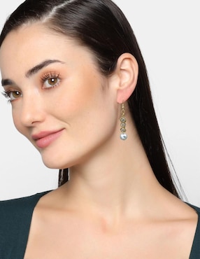 Aretes redondos Ocean Heart Elegance con acabado baño de oro cristal