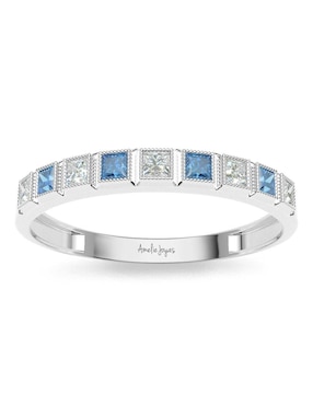 Anillo cuadrado Amelie Joyas 14 k de oro zirconia pulido