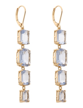 Aretes de rectángulo Lauren Ralph Lauren con acabado brillante cristal