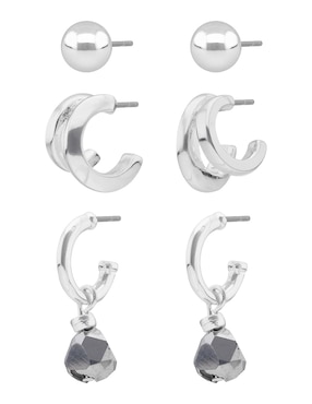 Set de aretes Nine West Stormy Beads con acabado brillante