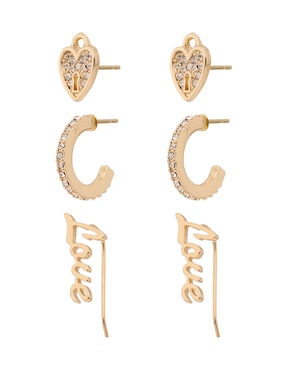 Set de aretes Nine West Love Charms con acabado brillante zirconia