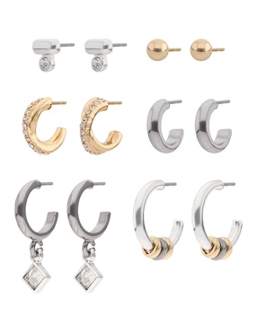 Set de aretes Nine West Metal Ear Nov Mkt 2 con acabado brillante zirconia