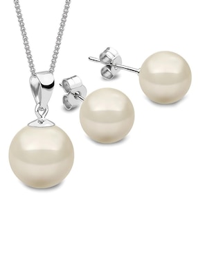 Aretes y collar Zvezda Éclair de plata P 925 perla de cristal