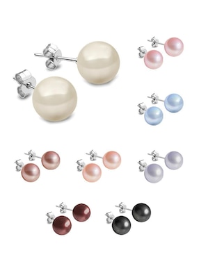 Aretes y collar Zvezda Éclair de plata P 925 perla de cristal