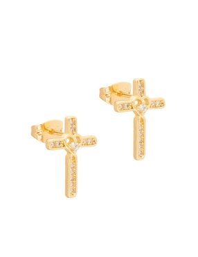 Aretes de cruz Oro Angelus con acabado brillante zirconia