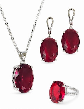 Aretes, collar y anillo Og zirconia