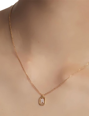Collar de letra r Mink de plata P 925