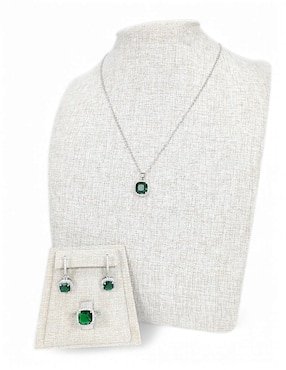 Aretes, collar y anillo Og zirconia