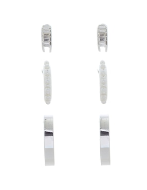 Set de aretes Anne Klein Timeless Trios con acabado brillante