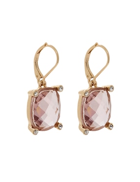 Aretes huggies rectangulares Anne Klein Gemstone Glow con acabado lustre cristal