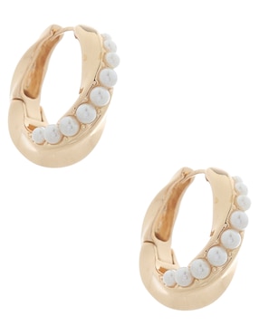 Aretes de aro circulares Anne Klein Layered Luxury con acabado brillante perla