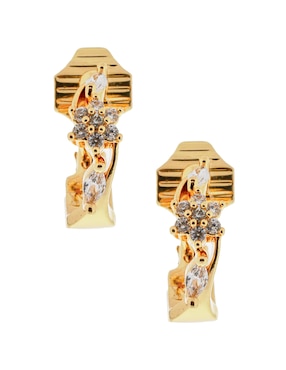 Aretes cortos de flor Napier con acabado brillante cristal